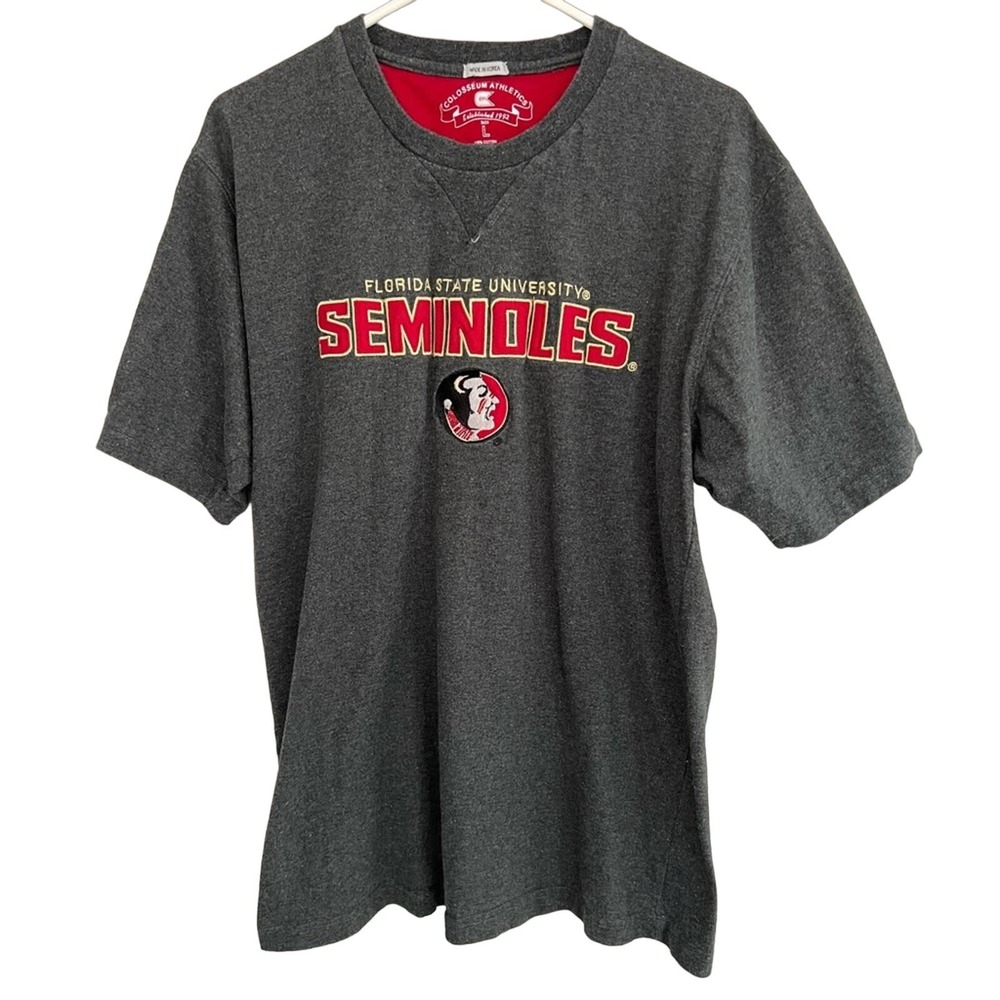 MENS FSU SEMINOLES EMBROIDERED HEAVY COTTON SHIRT SIZE LARGE QUALITY
